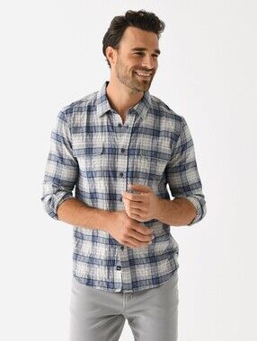 NWT Rails Men's Powell Button-Down Shirt Cotton Paper Iris Plaid Small